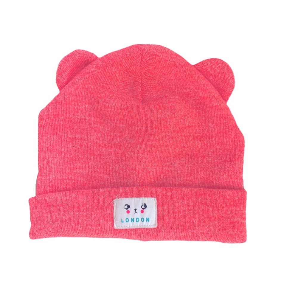 H&M Fine Knit Hat. Pink. London. 4-8yrs.
